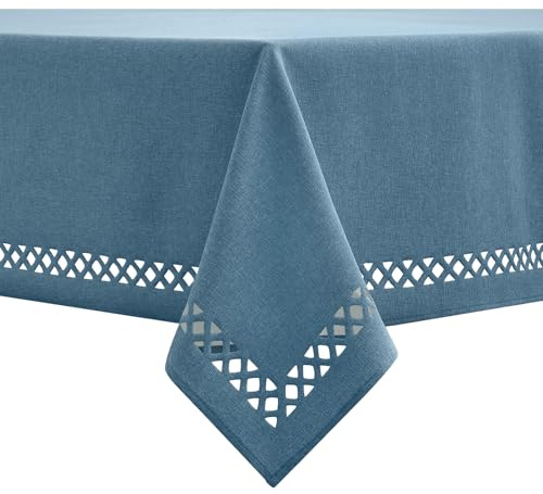 MIULEE Leinen Optik Tischdecke Steinblau Tischdecken 140x180cm Abwaschbar Lotuseffekt Eckig Rechteckig Tischtuch Polyester Wasserabweisend Tischwäsche Abwischbare Tafeldecke für Party Küche