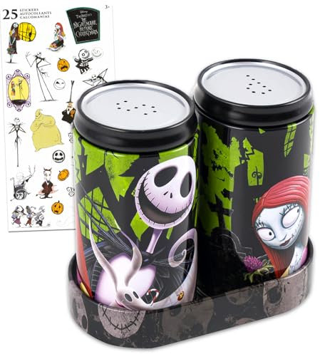 Nightmare Before Christmas Salz- und Pfefferstreuer-Set – Jack Skellington Küchenzubehör-Set mit Aufklebern | Nightmare Before Christmas Sammlerstücke