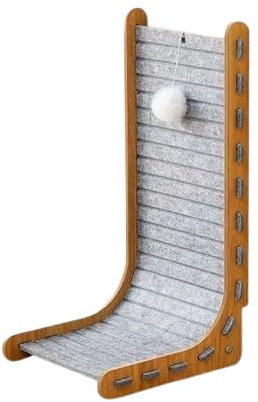 Rascador para Gatos de Pared, 60 cm Alto x 35 cm Ancho, Poste Vertical con Base de Madera, Multicolor, Tela de Fieltro (Gris)