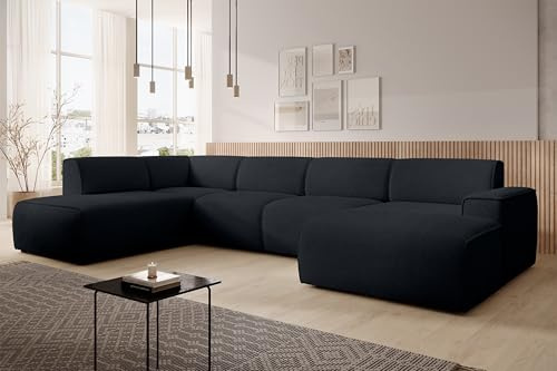AXLIVING XXL Sofa U Form Didim Schwarz 378 cm breit modern & großzügig L