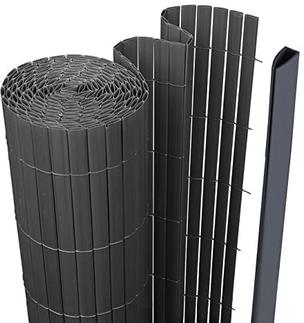 Eikuavons PVC Sichtschutzmatte, Sichtschutzzaun 100x400cm, Balkon Sichtschutz mit Befestigungsclips, Balkonverkleidung Windschutz für Balkon, Garten