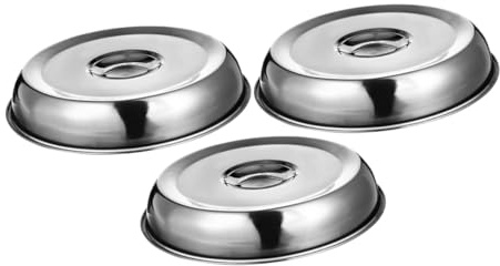 MUCKLILY Juego De 3 Tapas De Acero Inoxidable para Alimentos Cubierta Protectora De Cúpula para Bistec Y Barbacoa Antisalpicaduras 10.23X10.23X1.81 Pulgadas Uso En Hogar Restaurante