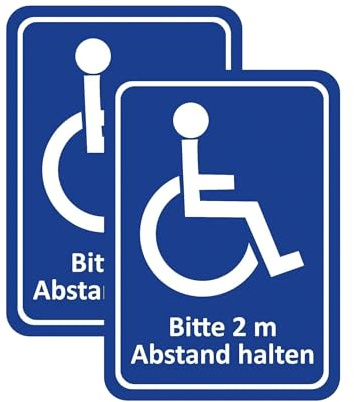 2 Stück Rollstuhlfahrer Aufkleber – 2 m Abstand halten Sticker – Autoaufkleber für Fahrzeug, Motorrad & Fenster