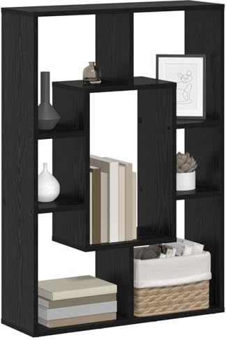 vidaXL Book Cabinet 7-Tier 63 x 20 x 90 cm Engineered Wood Black Oak