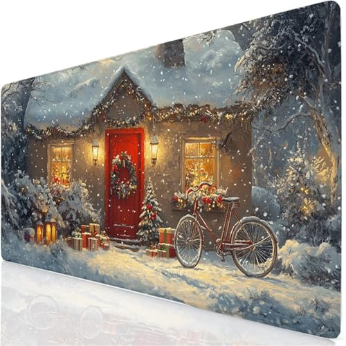 Gaming Mouse Pad, Desk Mat Large 120x60cm XXL Mouse Mat Winter Mousepad with Non-Slip Base, Extended Mouse Mat with Stitched Edges, Water Resist Surface Keyboard Mat for Office & Home, Gifts YG-60