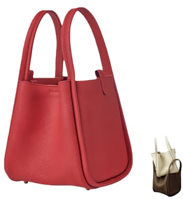 Generisch Damenmode, kleine Beuteltasche aus Leder, klassisches Design, luxuriös, elegant, weich, Schultertasche, Hobo-Handtasche, Fass-Geldbörse (Rot)