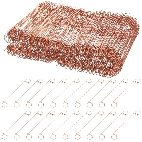 ANBEEISS 250 Stück Verkupferter Rödeldraht, 1,0mm x 160mm | Bindedraht mit Ösen, Drahtschlaufen, für Drillapparat, Rödelzange, Floristendraht, Blumendraht, verkupfert, 1,0mm x 160mm.