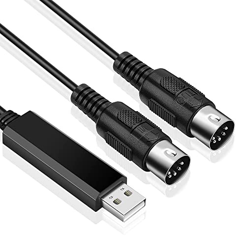 Masslla USB MIDI Kabel Konverter USB Schnittstelle zu In-Aus MIDI Kabel Funktioniert für PC Laptop zu Klavier Tastatur im Musikstudio 6,5 Fuß