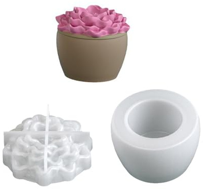 Künstlerische Silikon-Blumenform zum Basteln, dekorative Schale, Schmuck-Aufbewahrungsglas mit Deckel, für Sukkulenten, Pflanzgefäß, Tasse, Silikonform