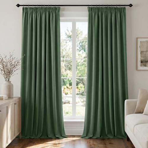 Deconovo Gardinen Blickdicht für Schienensystem Vorhänge Deko Oliv Grün | 2er Set, H 260 x B 140 cm, Hitzeschutz, Wohnzimmer und Schlafzimmer Gardinen, Sichtschutz, UV-schutz, Übergardinen