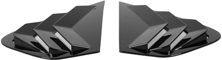 Keenso Lot de 2 Persiennes de Fenêtre Latérale Arrière, Garniture de Panneau de Volet Triangulaire avec Revêtement Transparent Résistant aux et Plastique ABS Résistant aux Rayures, (Noir Brillant)