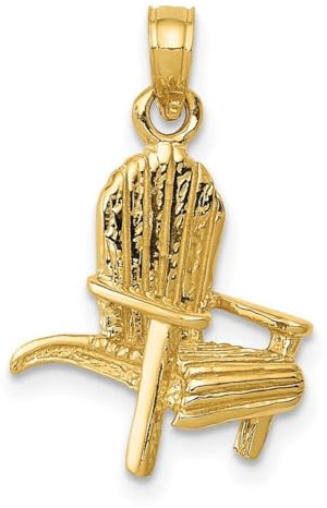 Adirondack Strandkorb-Anhänger aus 14 Karat Gelbgold, massiv poliert und satiniert, Maße: 21,9 x 13,5 mm, Schmuck für Damen, One Size, Eisen Metall Goldfarben Eisen Aus Metall, Kein Edelstein