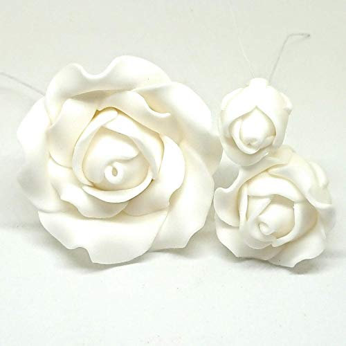 Zucchero Rose Decorazione per torta di compleanno di nozze di zucchero fatto a mano in filo di rosa di zucchero set di 3 bianchi (4 colori a scelta)