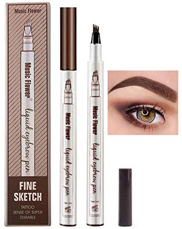 Tattoo Augenbrauenstift mit Tips Langanhaltendes Wasserdichtes Brauenstifte Brow Gel für Natürlich Augen Make-up Braun MEHRWEG