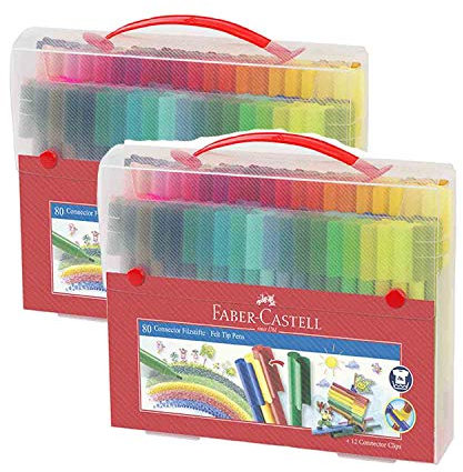 Faber-Castell 155579 Koffer Connector Filzstifte, 80-teilig von Faber-Castell (Doppelpack)