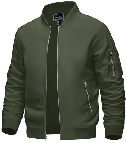 KEFITEVD Hommes Casual Baseball Cargo Jacket Automne Thin Vestes Militaire Coupe-Vent avec Zipper Poches Army Green