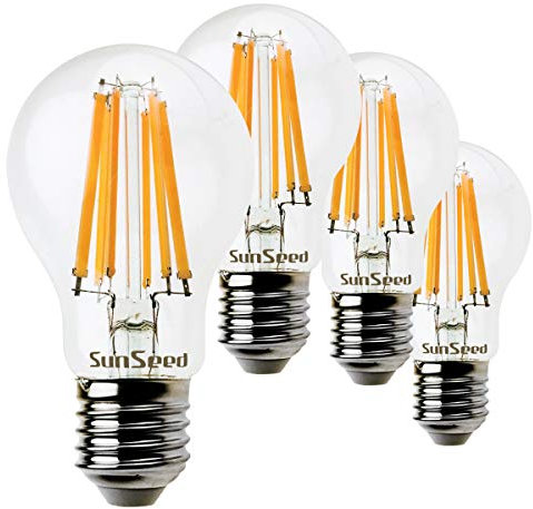 SUNSEED 4x Glühfaden LED classic Lampe E27 10W ersetzt 83W Warmweiß 2700K