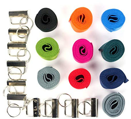 30mm Starterset 10x 1m Gurtband 10 Farben + 10 Rohlinge (Silber) zur Herstellung von Schlüsselbändern