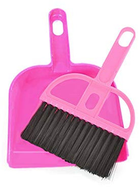 WishLotus Mini Dustpan and Brush Set, Portable Exquisite Pet Waste Cleaning Kit, Hamster Sand Scooper Cage Cleaning Tool for Small Pets Guinea Pigs Hamsters Chinchillas Rabbits Reptiles (Pink)