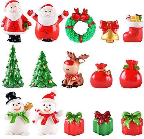 SUNSK Weihnachten Deko Figuren Mini Weihnachtsmann Weihnachtsbaum Schneemann Weihnachtsdeko Rentier Weihnachten Garten Bonsai Tisch Tortendeko Mitgebsel Kind Gastgeschenke 15 Stück