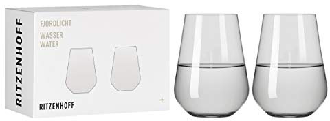 RITZENHOFF 3651002 Wasserglas 500 ml – Serie Fjordlicht Nr. 2 – 2 Stück mit Farbverlauf Grey – Made in Germany