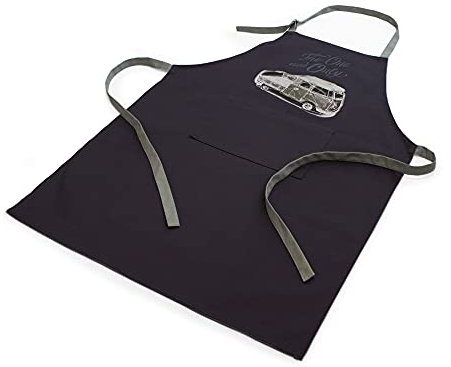 Volkswagen Original Zubehör Unisex 1H2084600 Schürze Grillschürze Kochschürze VW T1 Bulli Motiv, grau, Einheitsgröße
