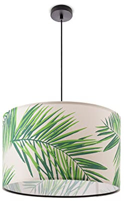 Paco Home Plafonnier Suspension Salon Chambre À Coucher Lampe Suspendue Salle À Manger Motif Palmiers Design Vert Beige E27, Type de lampe: Lampe à suspension - Blanc, Couleur/Taille:Vert (Ø38cm)