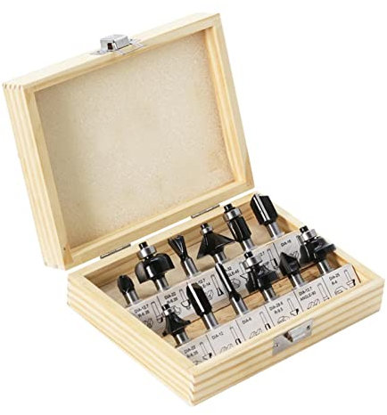 SYJY-SHOP 12 Stück Router Bit Set mit 8mm Schaft Wolframkarbid-Tipps Router-Bitreinigung Unterputz-Ecke Runde Cove Box Bits Werkzeuge Frässchneider