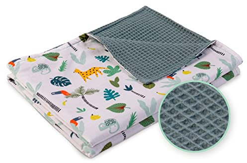 ULLENBOOM ® Babydecke 70x100 cm, Salbeigrün-Regenwald (Made in EU) - Baby Decke Neugeborenen, Aus 100% OEKO TEX Baumwolle, ideal für Kinderwagen
