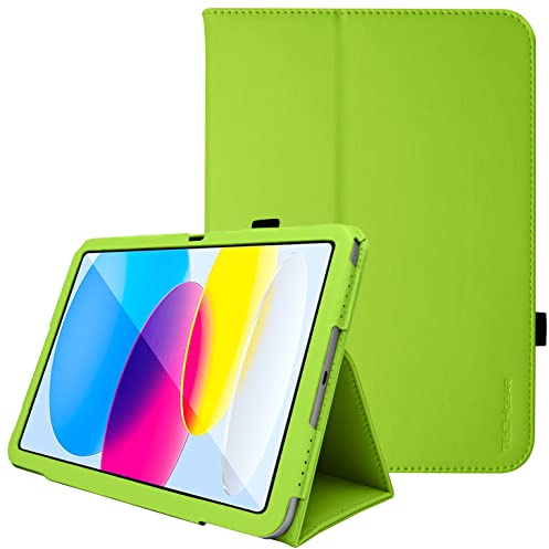 TECHGEAR Leather Case for Apple iPad 11th Gen (2025 A16) & 10th Gen (2022), PU Slim Folio Smart Cover with Stand, Hand Strap, Auto Sleep/Wake, for iPad 11 / iPad 10.9 [Green]