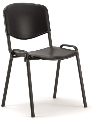 OPO ISO Stacking Chair - Robust Frame, Curved Backrest | Stackable up to 12 High, Padded Seat - Great for Conference/Meeting - Black Polypropylene