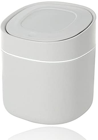 Papelera de Mesa, 15×13,5CM Papelera Oficina Pequeña, Portátil Papelera con Tapa, para Baño, Cocina, Bar, Gris
