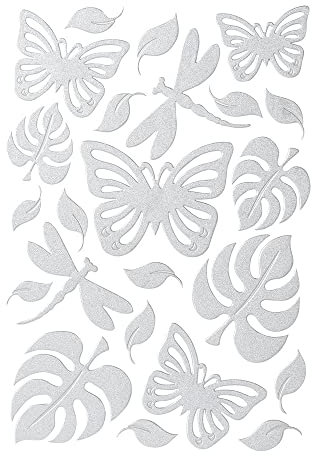 Ideen mit Herz 3-D Sticker Deluxe | Ostern & Frühjahr | Erhabene Aufkleber | ideal für Oster-Deko & Osterkarten basteln | Bogengröße: 21 x 30 cm (Schmetterlinge & Libellen | silber)