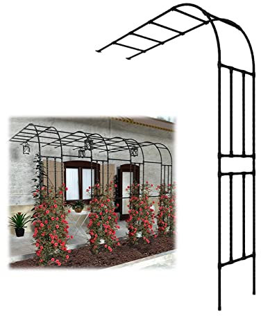 Rosenbogen Halb Rankgitter Pergola Metall 75/120/150/225/325/375 cm breit für Kletterpflanzen Reben im Freien Rasen Hinterhof Schwarz/Weiß Wetterbeständig Rankhilfe Gartenbogen ( Color : Schwarz , Siz
