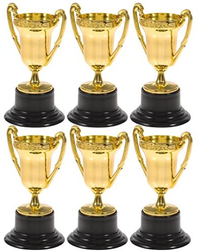 INOOMP Gold Trophy Cup Awards Vincitore Coppa Trofeo 6pcs Plastica Trofeo Cup per Eventi Gioco Party Bomboniere Puntelli Vincitore Premi Scuola Ricompensa, 4.6X4.6X8.5CM, CK164C5XN54593SAKL, dorato