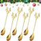 Gfamous 6 Stück Elch Löffel Rührlöffel Edelstahl Elchlöffel, Elch Kaffeelöffel Dessertlöffel,Süßer Weihnachtslöffel Elch Kuchenlöffel,Geschirr Weihnachten Weihnachtsgeschirr Set（Gold）