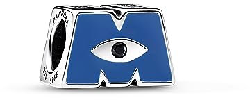 PANDORA Moments Disney Pixar Die Monster AG Logo M Charm aus Sterling Silber mit Kristallen, Kompatibel Moments Armbändern, 792753C01