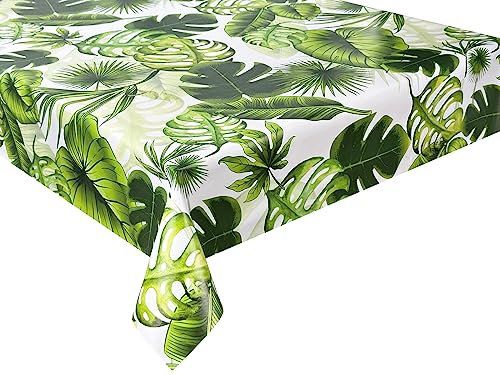 Wachstuch Tischdecke abwaschbar Gartentischdecke, Viele Größen und Designs, wasserabweisend (Grün Blätter– WF-5236A, 100x140 cm)