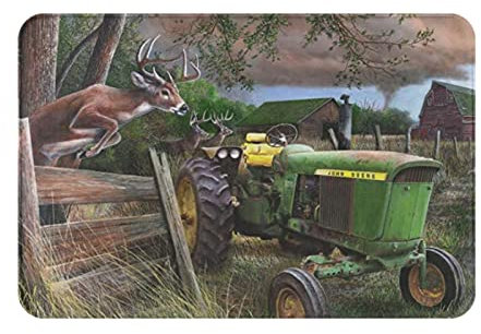 Strunt Robuste Fußmatte mit Traktor und Hirsch, rutschfeste Fußmatte für den Innen- und Außenbereich, für Eingangsbereich, Terrasse, Garage, Garten, Küche, Bodenmatte für Hof, stark frequentierte