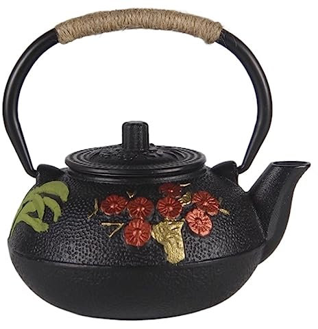 RUVOO Theiere Fonte Théière en Fonte Théière Japonaise 600 ML Théières Japonaise en Fonte Théière Théière Théière Bouilloire pour La Cuisine À La Maison Theiere Japonaise