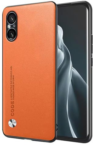 EASSGU Custodia per Smartphone, Compatible with Sony Xperia 5 V (6.1 Inches), Cover per Telefono in Stile Business con Retro in PU Pelle - Arancia