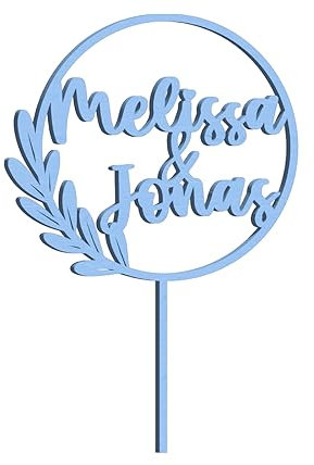Cake Topper personalisiert mit Namen - Naturholz Dekoaccessoire Kuchen Torte, Material: Birke Multiplex (Birke Multiplex-blau)