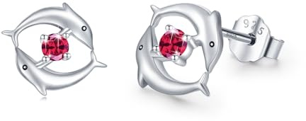 Delphin Ohrstecker,Delphin Ohrringe für Damen 925 Sterling Silber Delfin Ohrringe mit Zirkonia Nette Tier-Delphin-Ohrringe Schmuck Geschenke für Frauen Mädchen Kinder（July）