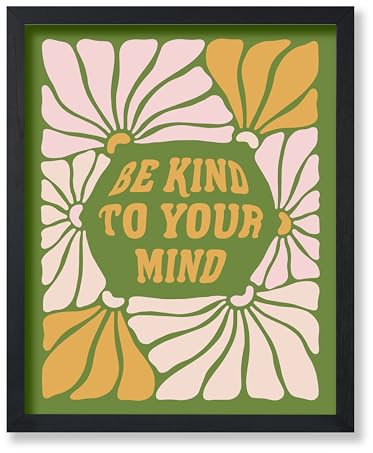 Poster Master Be Kind To Your Mind Poster – Retro Mental Balance Print – Boho Art – Motivierende Kunst – Geschenk für Männer & Frauen – Inspirierende Dekoration für Wohnheim, Wohnzimmer oder