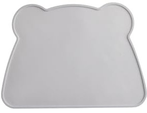 Non-slip feeding mat for cats and dogs, raised edge feeding mat, waterproof, suitable for feeding bowls water bowl mat, pet feeding mat, 36 x 26 cm (grey)