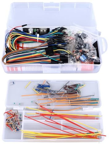 Elektronikkomponenten-Kit, 250-teiliges Basis-Elektronikkomponenten-Sortimentskit, 830-Loch-Breadboard-Widerstands-Potentiometer-Überbrückungsdraht-Elektronik-Starterkit