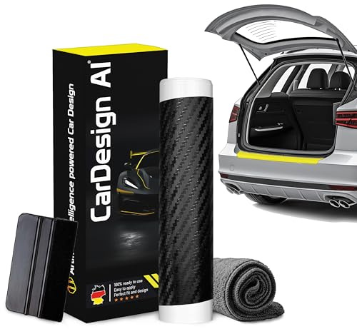 CarDesign AI Boot Sill Protector suitable for VW Passat B8 2014-2024 (5-Door, Saloon): Car Rear Bumper Paint Protection Film and Anti-Scratch Set for Offroad, Dog, Loading (Carbon-Black)