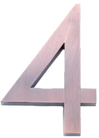 4 Inch Self-adhesive Door House Numbers 3D Mailbox Number Stickers Street Address for Mailbox Signs Chrome Plated (Copper-4)