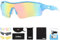 Liekkas Polarised Sports Sunglasses For Men Women with 3 Interchangeable Lenses for Running Cricket Mountain Bike Cycling Glasses Blue Pink
