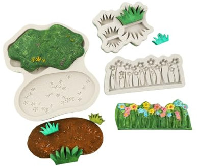 Stampi in Silicone 3 pz di piccoli fiori e prato di erba stampi in silicone torta decorazione di cioccolato gocciolamento gomma stampi di argilla